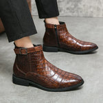 Ivor | Luxury Men's Croc-Pattern Ankle Boots