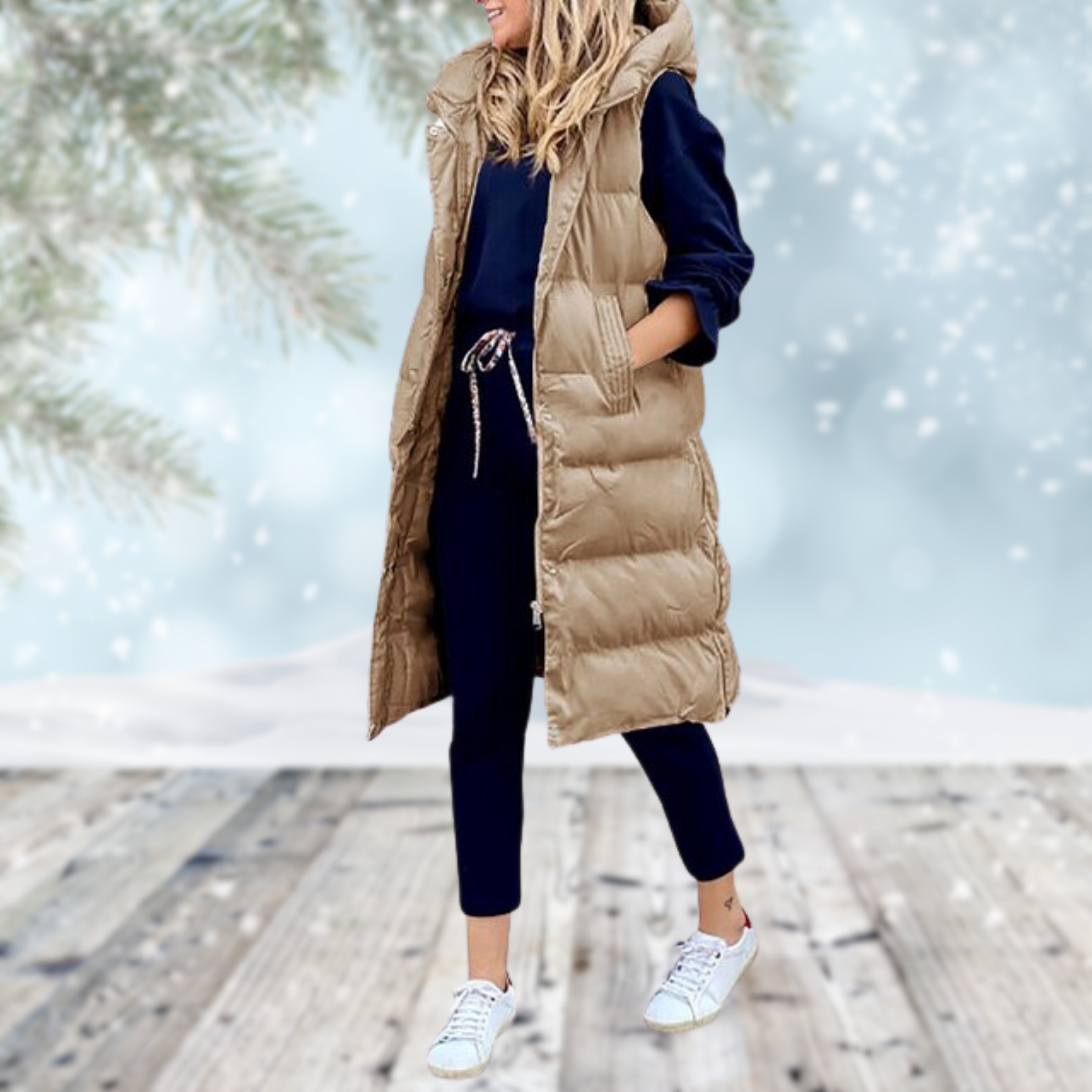 Leah | Long Gilet with Side Pockets