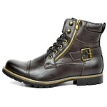 Gilbert | Durable Men's Leather Ankle Boots with Buckle and Laces