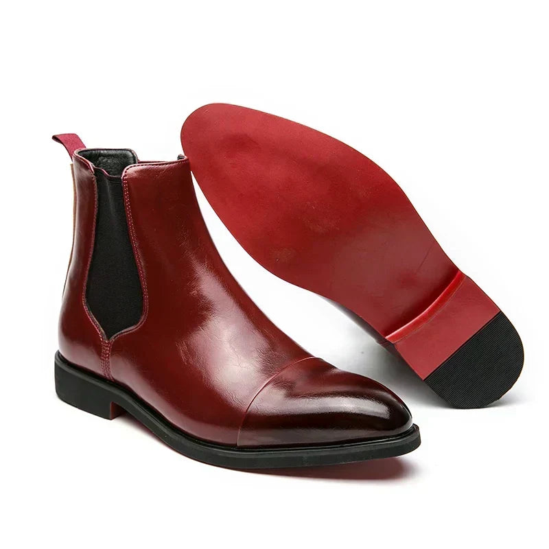 Edgar | Glossy Chelsea Boots with Red Sole