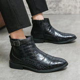 Ivor | Luxury Men's Croc-Pattern Ankle Boots