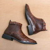 Ivor | Luxury Men's Croc-Pattern Ankle Boots