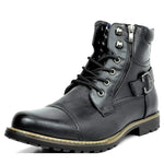 Gilbert | Durable Men's Leather Ankle Boots with Buckle and Laces