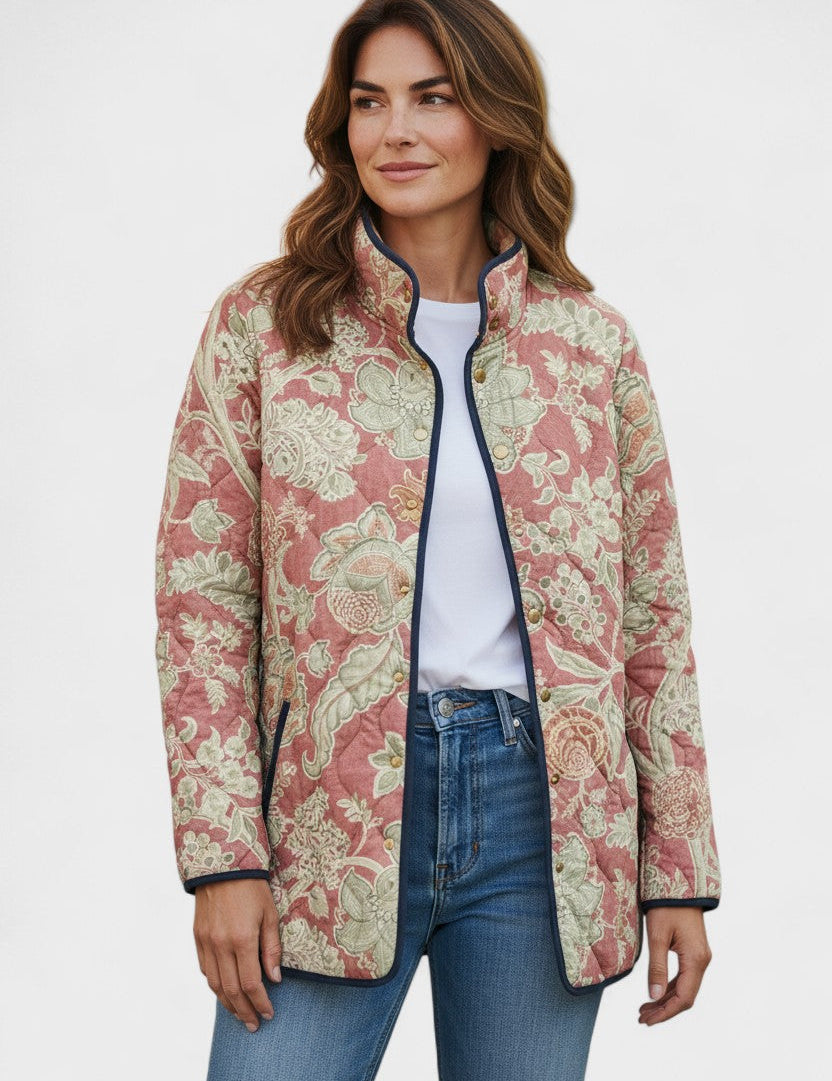 Winifred | Sage Green Rose Print Gilet