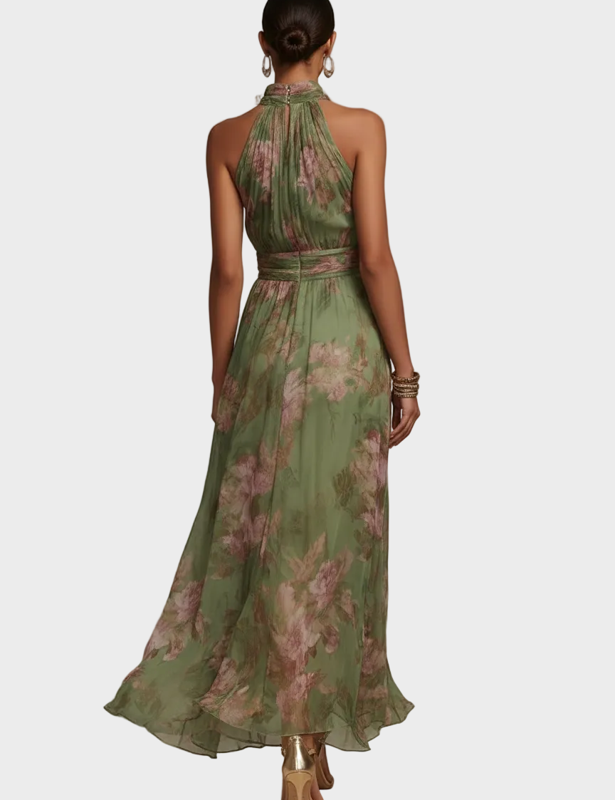 Pippa | Elegant Floral Halterneck Maxi Dress