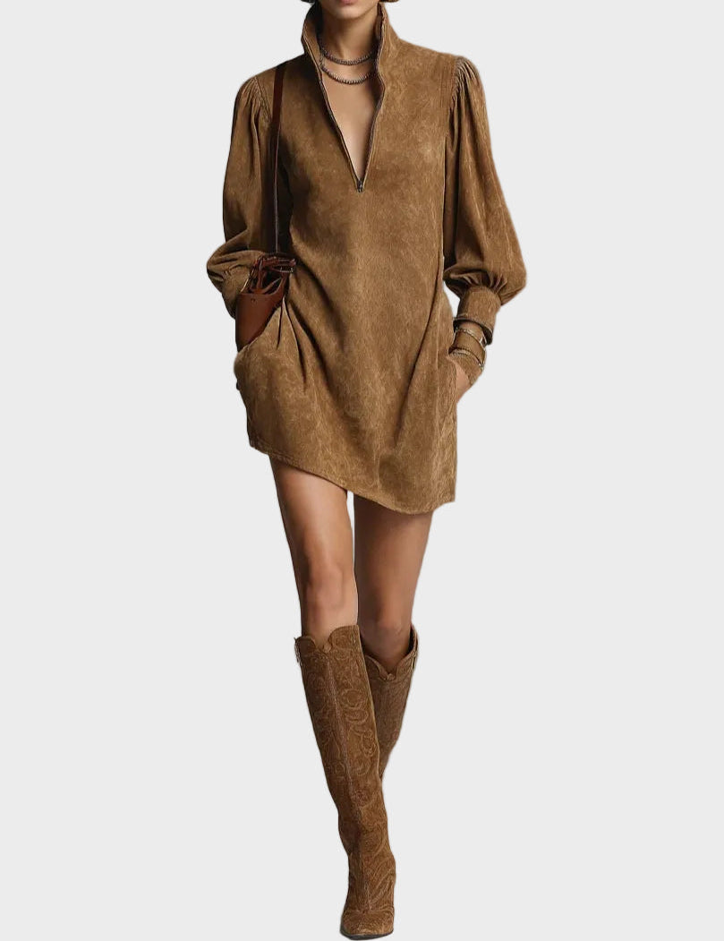 Winifred | Roll-Neck Zip Mini Dress