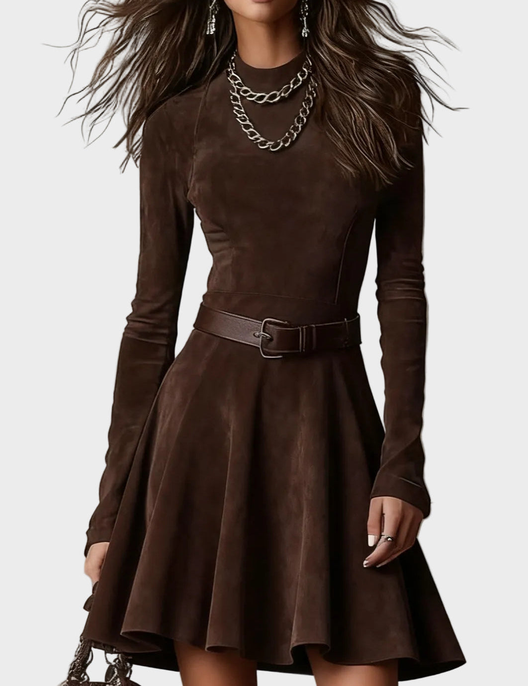 Elsie | Dark Brown Collared Mini Dress