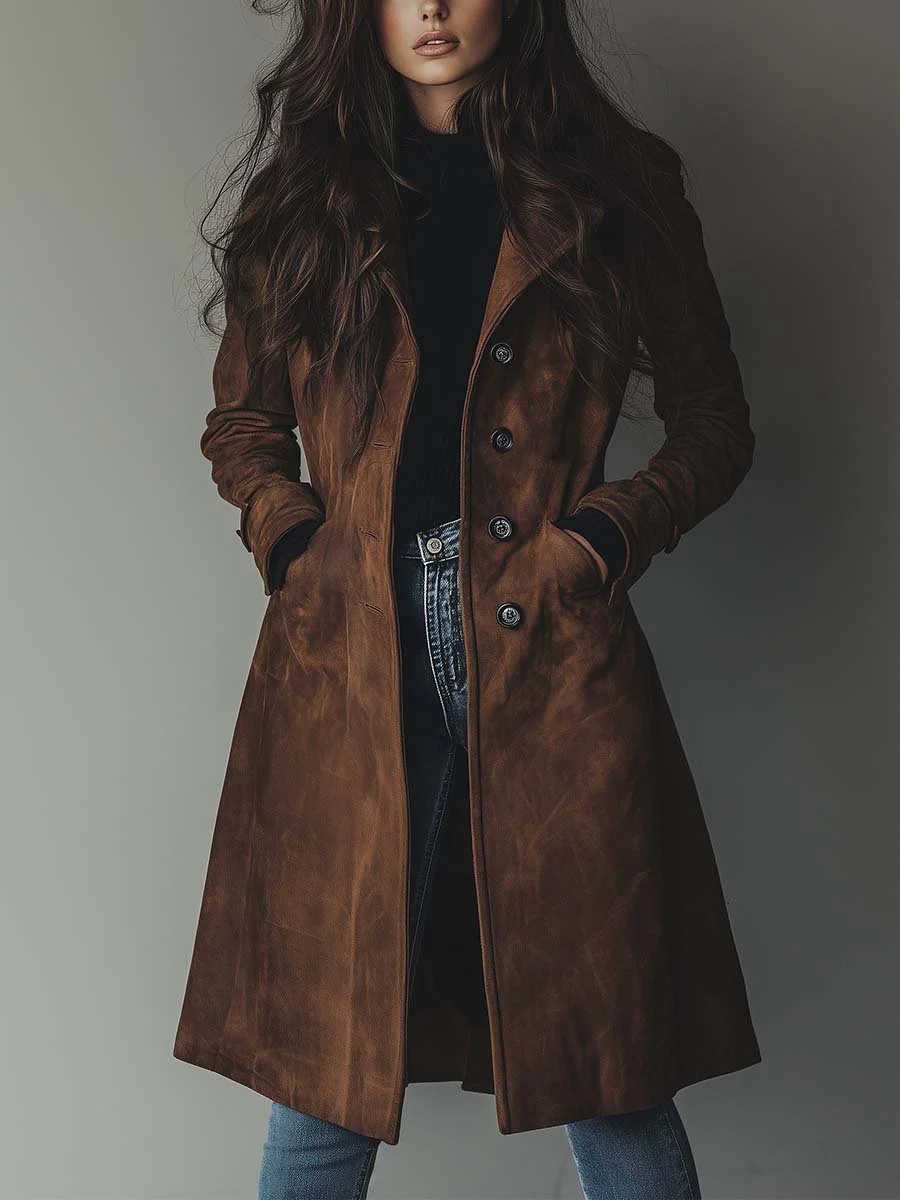Alexandra | Vintage Suede Trench Coat