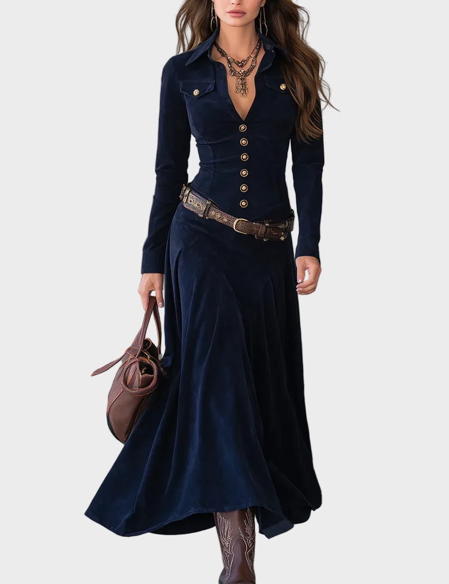 Lettice | Belted Suede-Look Maxi Dress