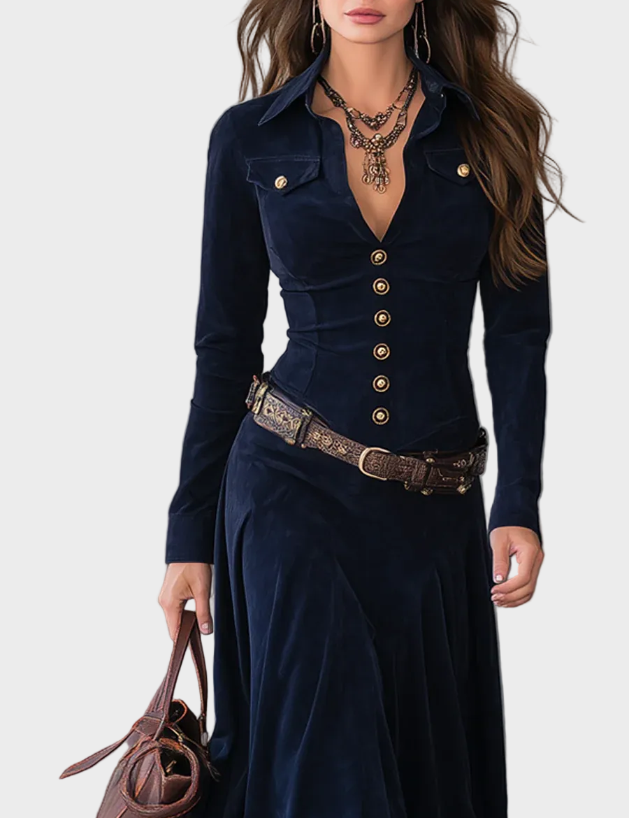Lettice | Belted Suede-Look Maxi Dress