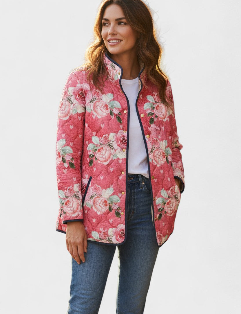 Rosalind | Pink and Red Floral Jacket