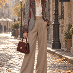 Faith | Quiet Luxury Striped Floral Blazer with Piping
