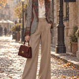 Faith | Quiet Luxury Striped Floral Blazer with Piping