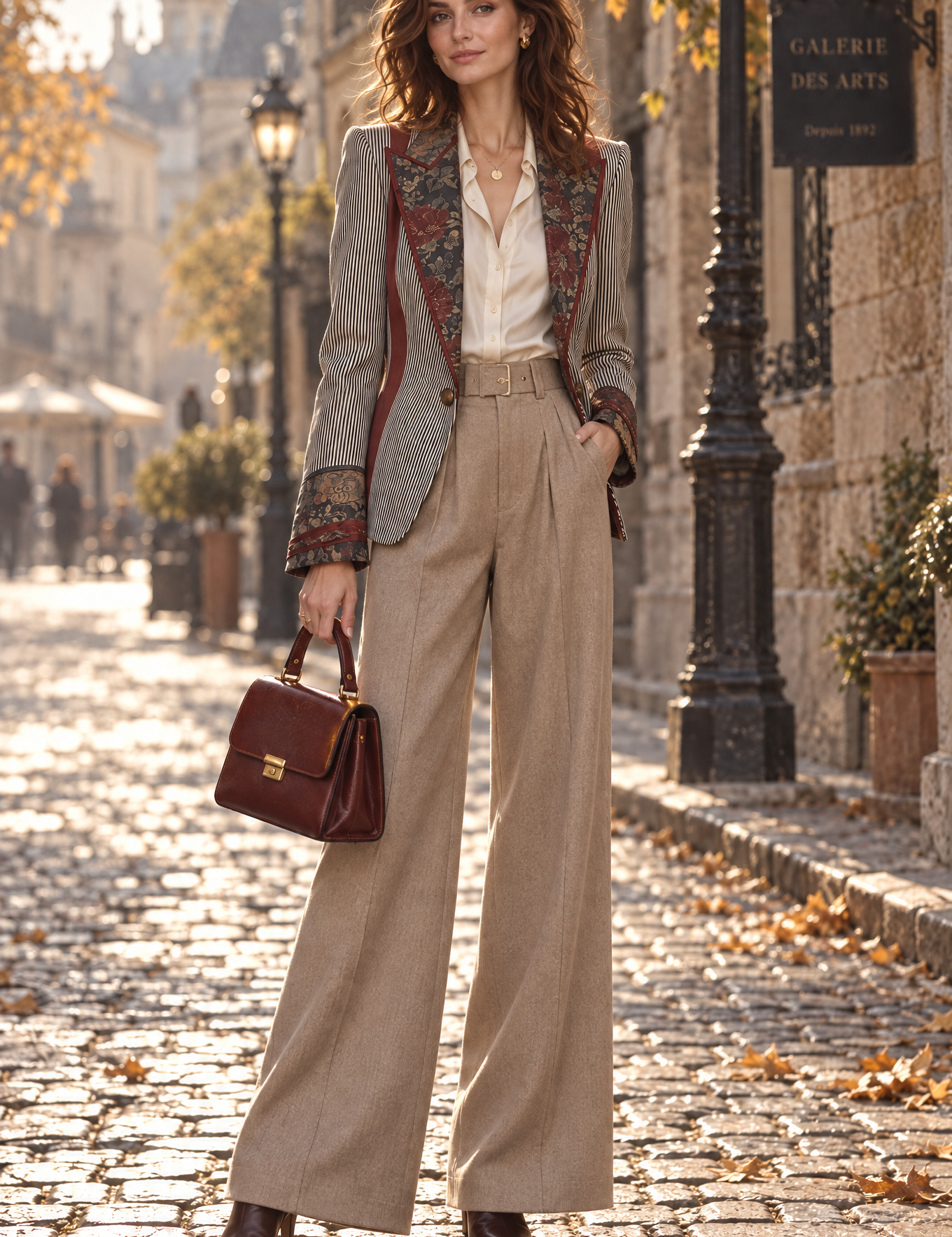 Faith | Quiet Luxury Striped Floral Blazer with Piping