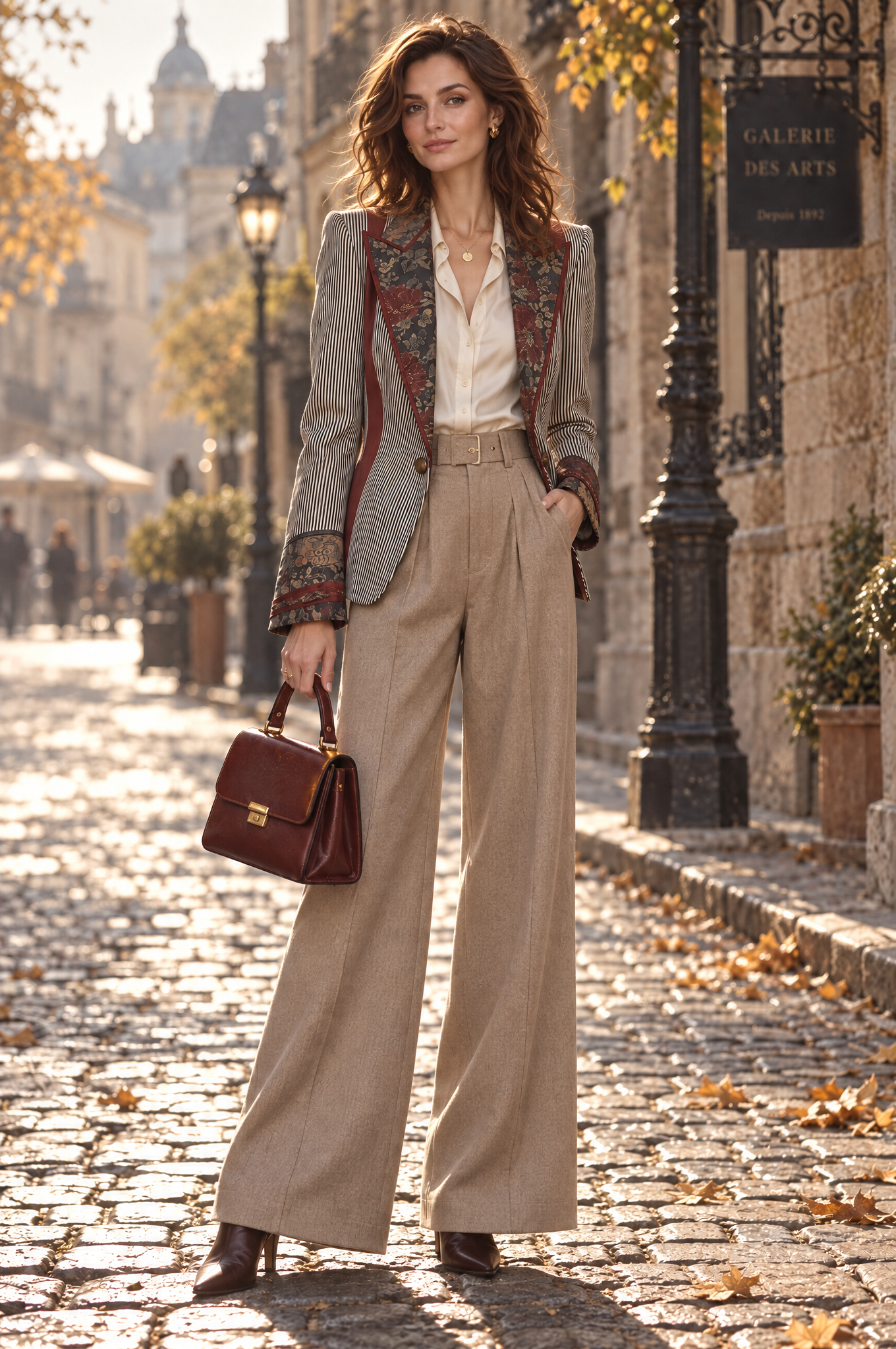 Faith | Quiet Luxury Striped Floral Blazer with Piping