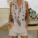 Christine | Boho Lounge Set with Feather Print
