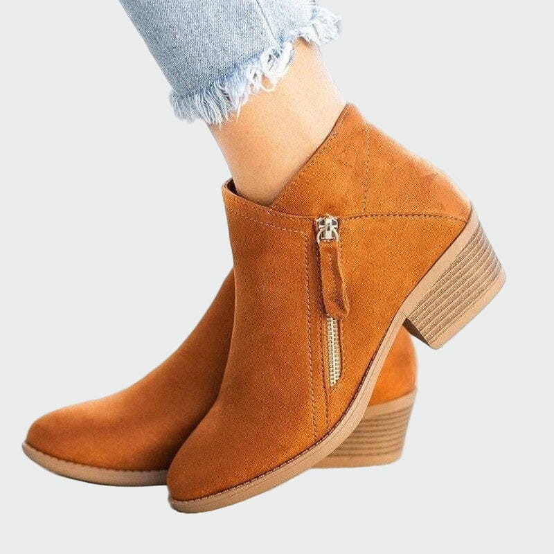 Diana | Leather Orthopaedic Winter Ankle Boots with Heel