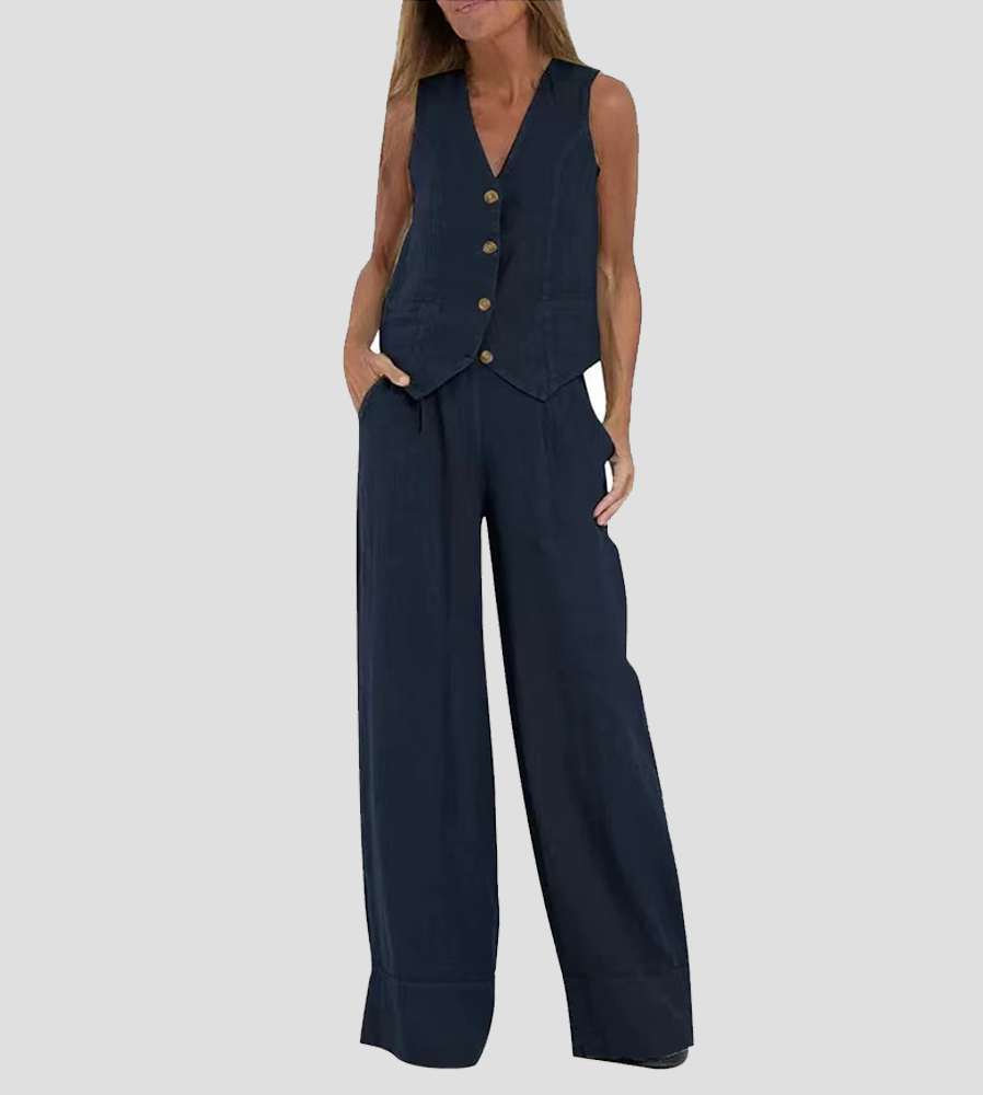 Peggy | Waistcoat and Wide-Leg Trousers Set
