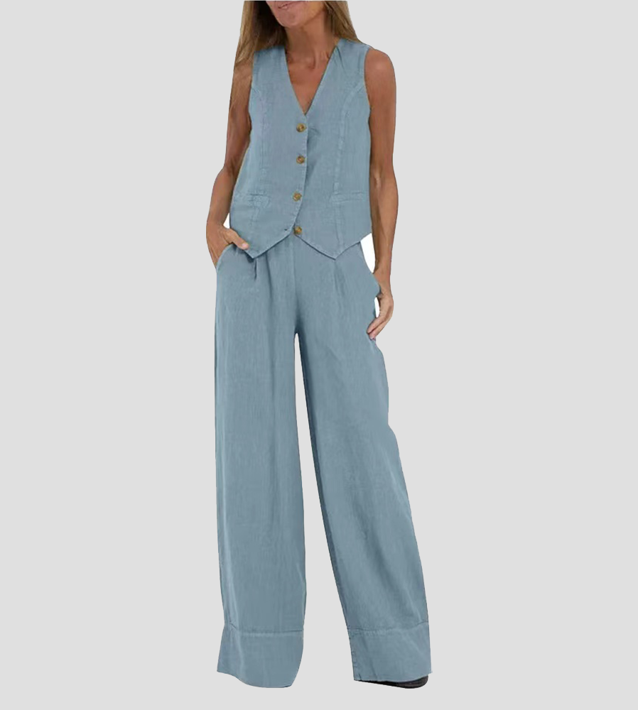 Peggy | Waistcoat and Wide-Leg Trousers Set