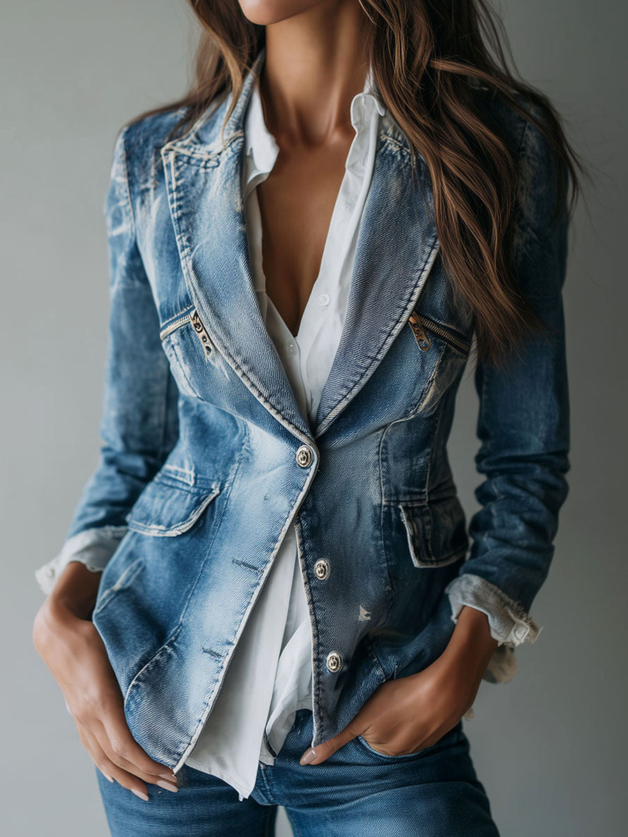 Bryony | Vintage Relaxed Washed Denim Blazer