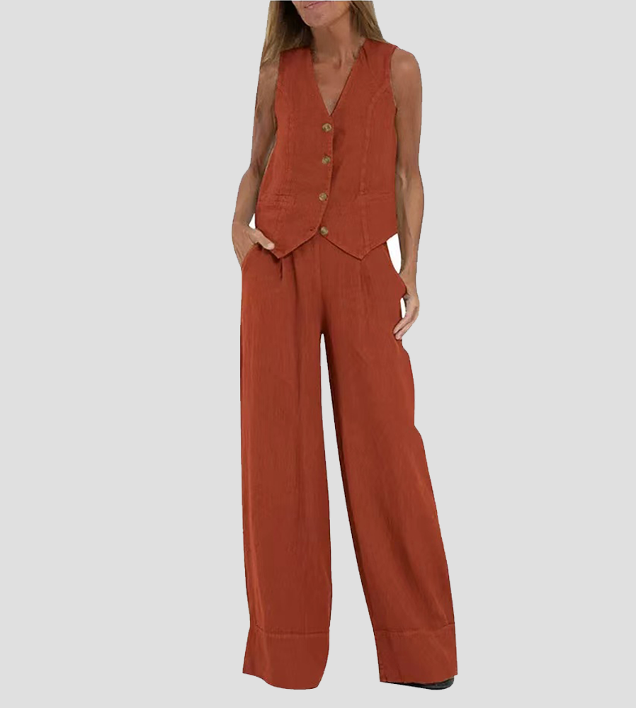 Peggy | Waistcoat and Wide-Leg Trousers Set