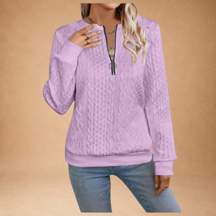 Pauline | Women's Zip-Up Knit Cardigan for Elegant Comfort