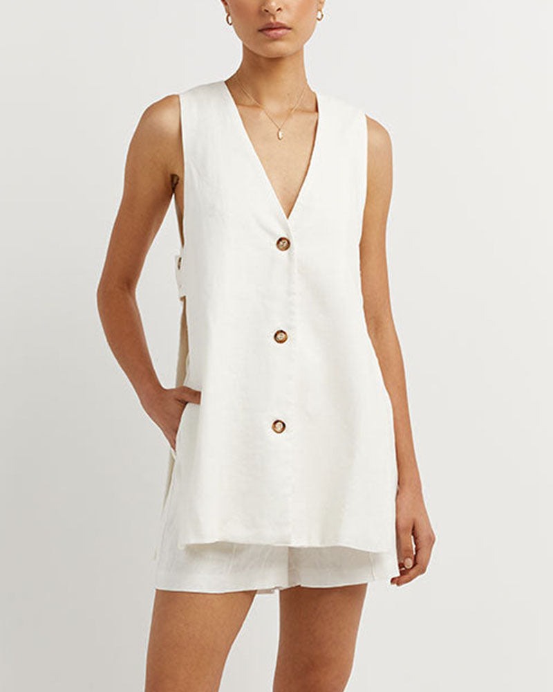 Ellen | Sleeveless Button Set