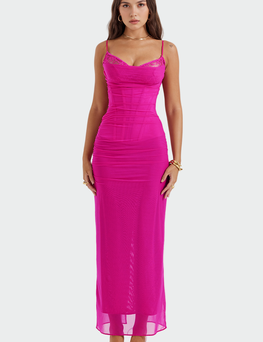 Rebecca | Tulle Maxi Dress with Lace