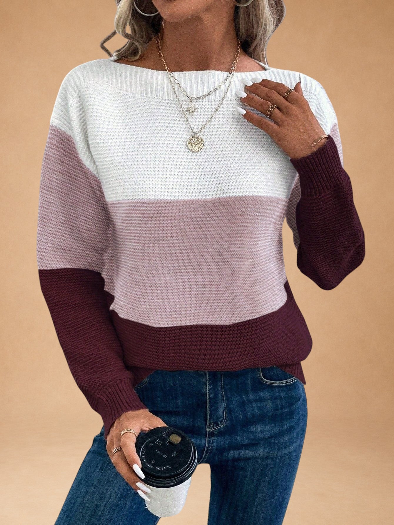 Zoe | Two-Tone Knit Jumper