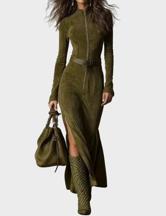 Georgina | Belted Zip Maxi Dress