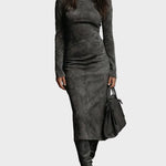 Harriet | High-Neck Long-Sleeve Midi Dress