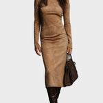 Harriet | High-Neck Long-Sleeve Midi Dress