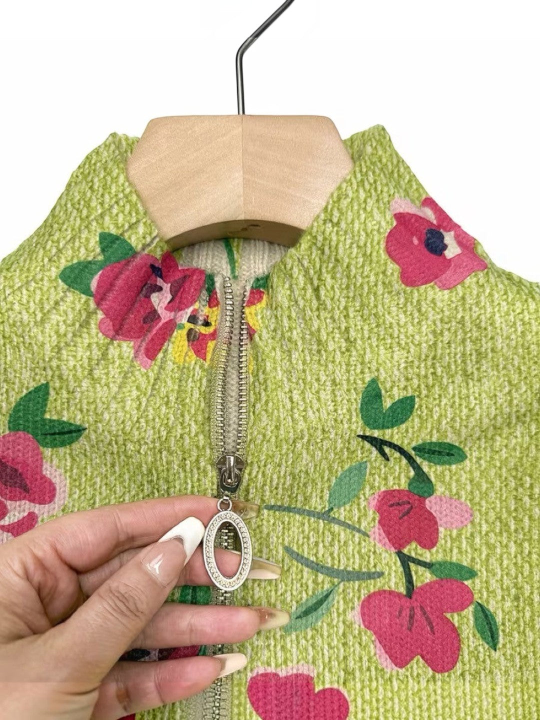 Ellen | Green Floral Pattern Cardigan