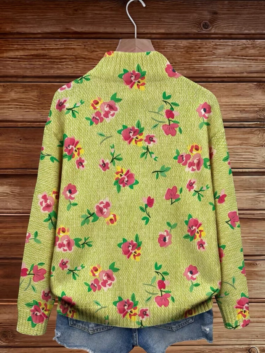 Ellen | Green Floral Pattern Cardigan