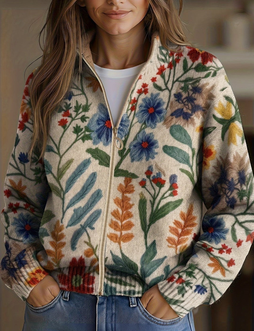 Barbara | Botanical Floral Pattern Cardigan