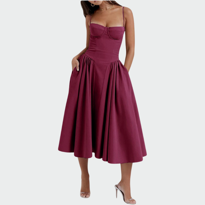 Caroline | Satin Maxi Dress with Thin Straps